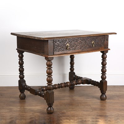 Lot 83 - Oak side table 18th Century, having a carved...