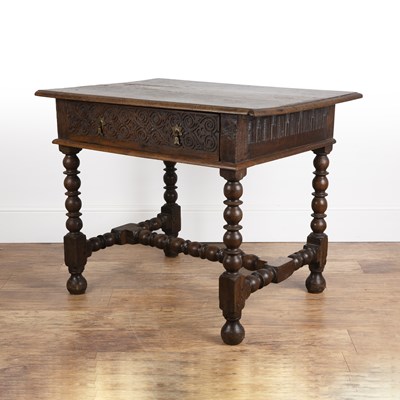 Lot 83 - Oak side table 18th Century, having a carved...