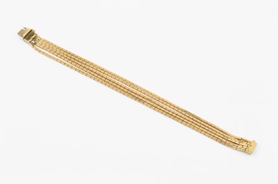 Lot 105 - An 18ct gold five strand bracelet, composed of...