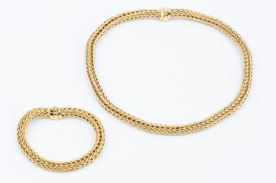 Lot 109 - An 18ct gold ropetwist necklace, and matching...
