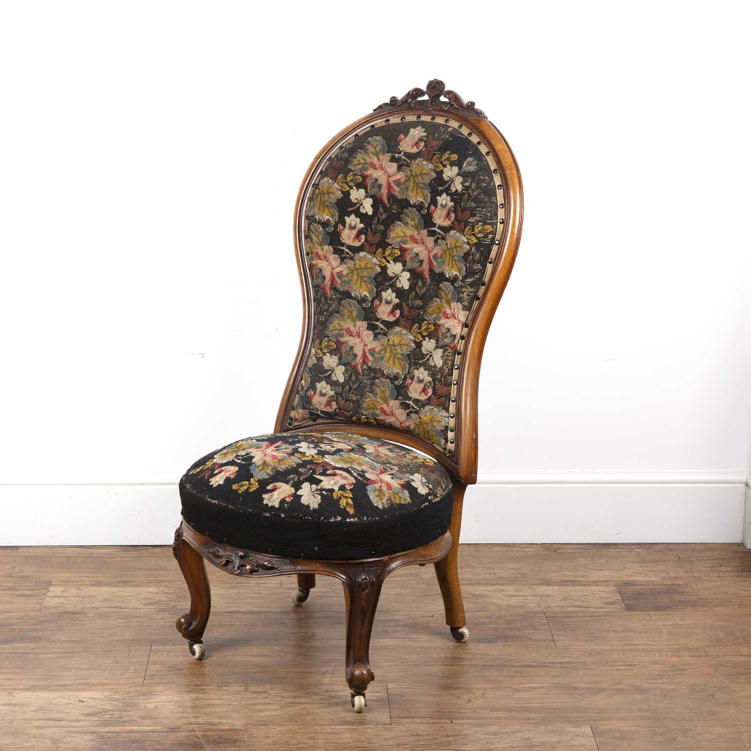 Lot 103 - Victorian tapestry beadwork chair with