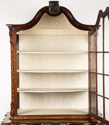 Lot 101 - Dutch marquetry inlaid bombe display cabinet...