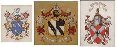 Lot 158 - Three framed Heraldic paintings to include a...