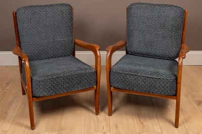 Lot 121 - Two mid-century wood-framed armchairs