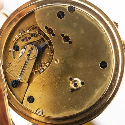 Lot 366 - 18ct gold cased hunter pocket watch the white...