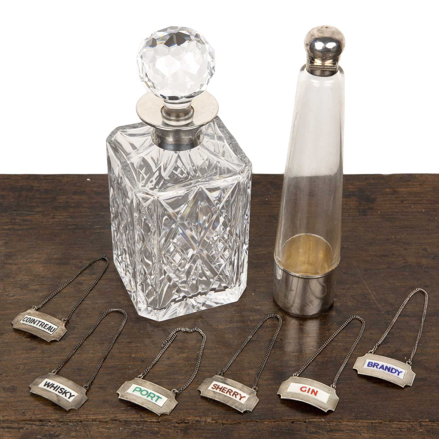 Lot 370 - Silver mounted glass hunting or saddle flask...