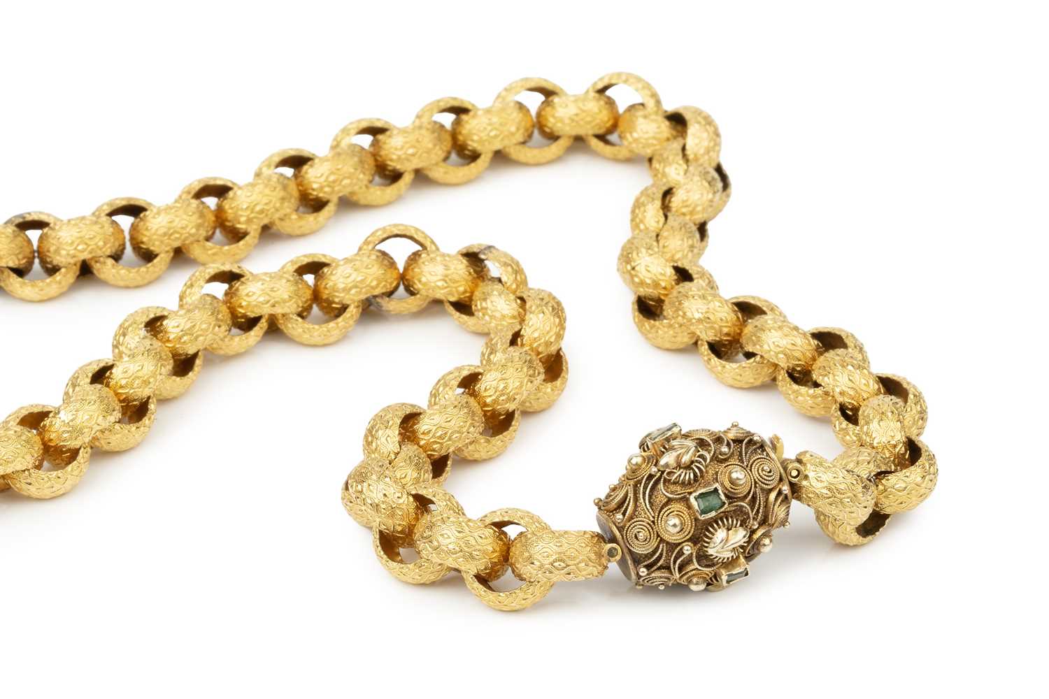 Lot 118 - A 19th century fancy-link long belcher link...