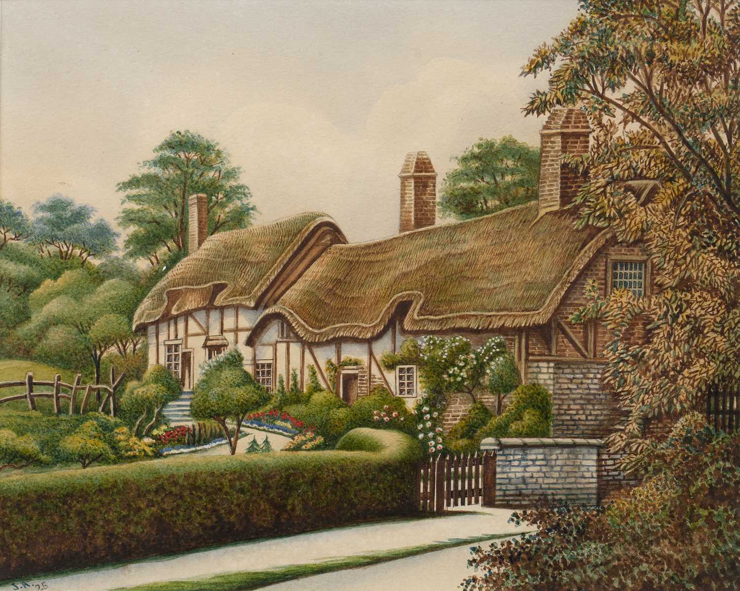 Lot 166 - Untitled: Thatched Cottage watercolour, signed...