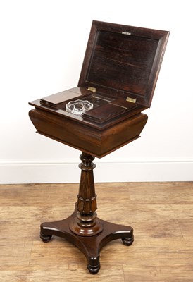 Lot 10A - Early Victorian rosewood teapoy with a hinged...