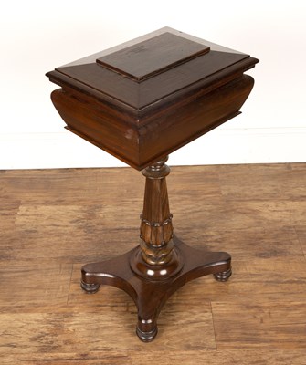 Lot 10 - Early Victorian rosewood teapoy with a hinged...