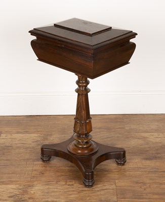 Lot 10 - Early Victorian rosewood teapoy with a hinged...