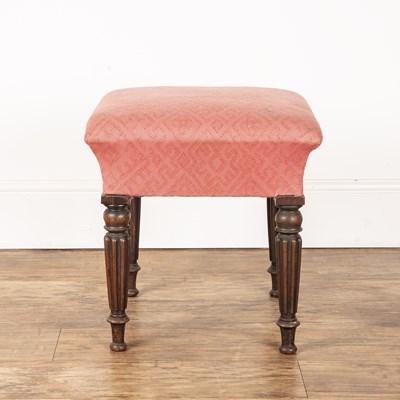 Lot 25 - Gillows style mahogany stool of square form,...