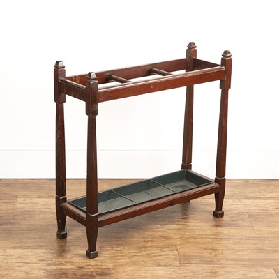 Lot 13 - Mahogany stick stand with three sections and a...