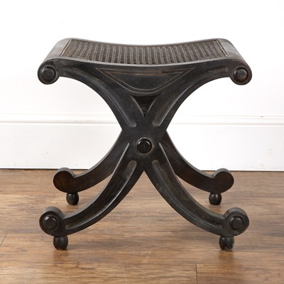 Lot 26A - Mahogany bergere stool in the form of an 'x',...