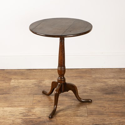 Lot 20 - Oak circular wine table on a tripod base, with...