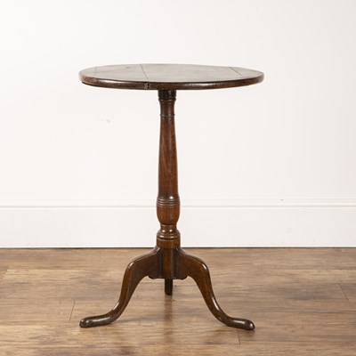 Lot 20 - Oak circular wine table on a tripod base, with...