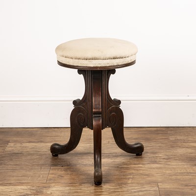 Lot 27 - Mahogany piano stool with adjustable height,...