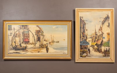 Lot 184 - A. Agilai, two Meditteranean oil paintings