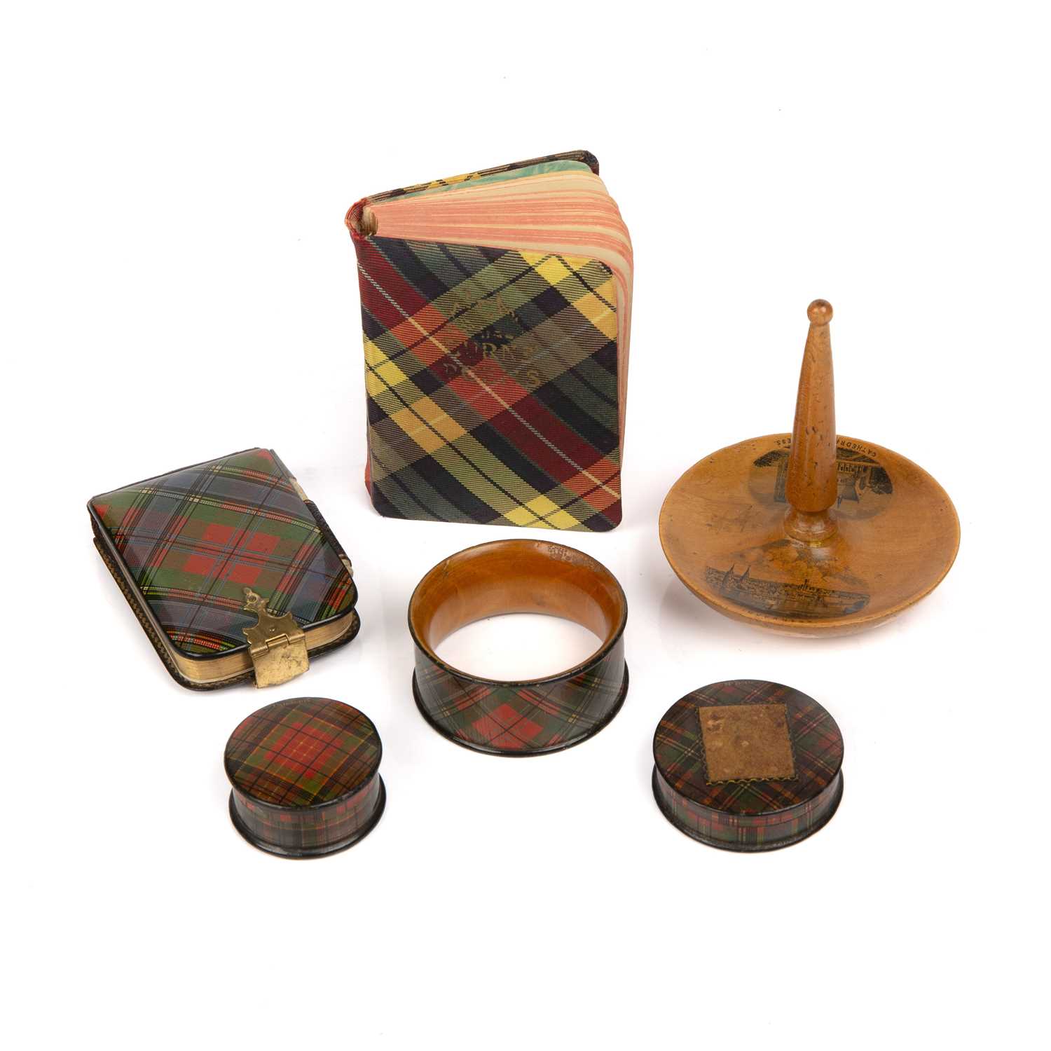 Lot 216 - Mauchline ware Tartan to include McLean note...