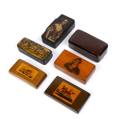 Lot 219 - A group of six 19th century snuff boxes to...