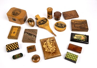 Lot 220 - A collection of Mauchline ware and treen to...