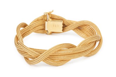Lot 113 - An Italian 18ct gold bracelet, of entwined...