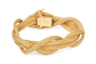 Lot 113 - An Italian 18ct gold bracelet, of entwined...