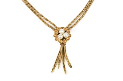 Lot 114 - A 9ct gold twin strand necklace, of...