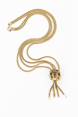 Lot 114 - A 9ct gold twin strand necklace, of...