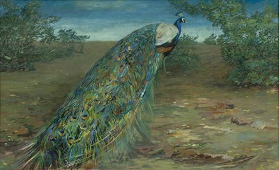 Lot 102A - 20th Century School Peacock 2, acrylic, signed...