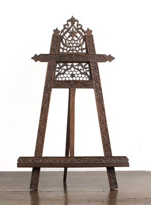 Lot 33 - Small table-top easel Indian, with carved...