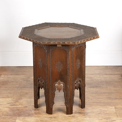Lot 35A - Octagonal carved table Indian, the top with an...