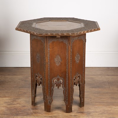 Lot 35 - Octagonal carved table Indian, the top with an...