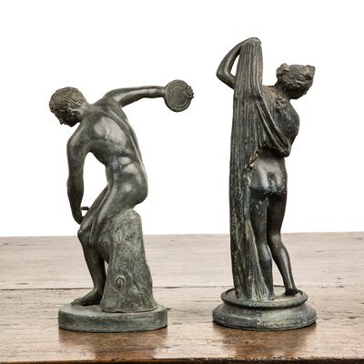 Lot 378 - Two bronze models of classical statues Myron's...