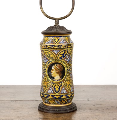 Lot 38A - Pottery lamp in the style of a Renaissance...