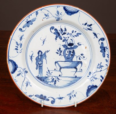 Lot 367 - A Liverpool Delft blue and white plate c.1760