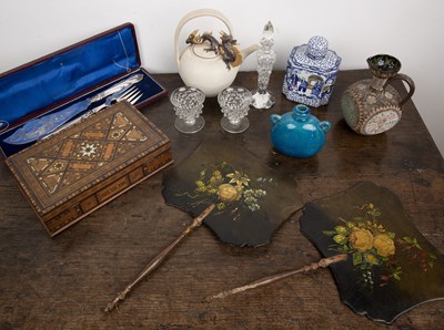 Lot 345 - Group of pieces including two Victorian papier...