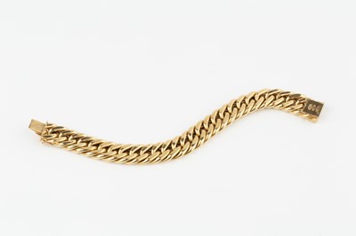 Lot 123 - An 18ct gold hollow curb link bracelet, the...