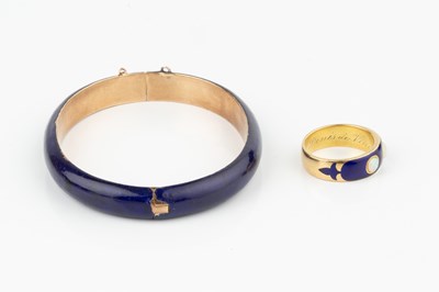 Lot 128 - A mid Victorian gold, opal and enamel memorial...