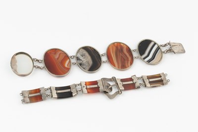 Lot 131 - Two Scottish silver mounted hardstone...