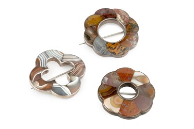 Lot 132 - A Scottish silver and banded agate brooch, of...
