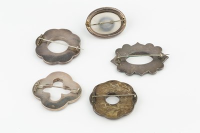 Lot 132 - A Scottish silver and banded agate brooch, of...