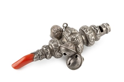 Lot 594 - A late Victorian silver baby's rattle and...