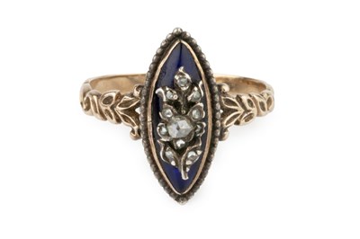 Lot 135 - A Georgian diamond and enamel memorial ring,...