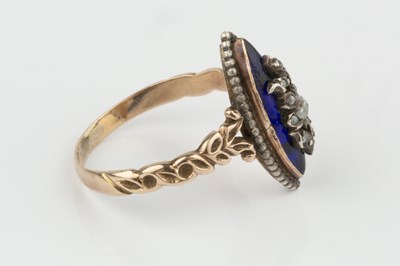 Lot 135 - A Georgian diamond and enamel memorial ring,...