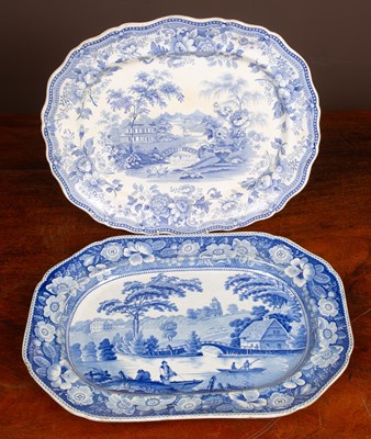 Lot 55 - Two 19th century blue and white meat platters