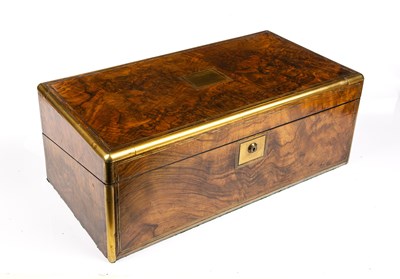 Lot 228 - A William IV walnut writing slope with brass...