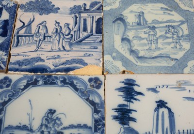 Lot 11 - Ten blue and white Liverpool Delftware tiles circa 1740-1760