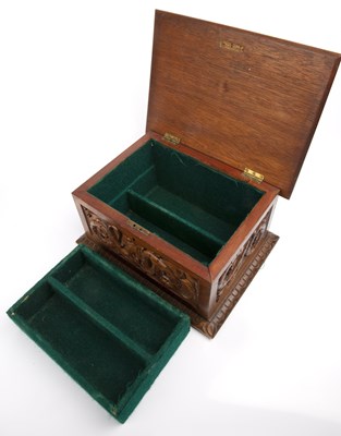 Lot 316 - A late 19th century carved oak box with carved...