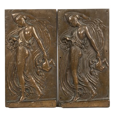 Lot 192 - Two antique cast bronze plaques depicting...